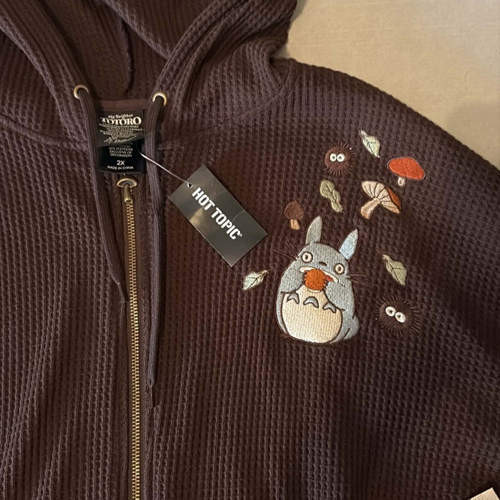 Studio Ghibli My Neighbor Totoro Oversized Thermal Hoodie Hot Topic 2X Jrs - Picture 2 of 10